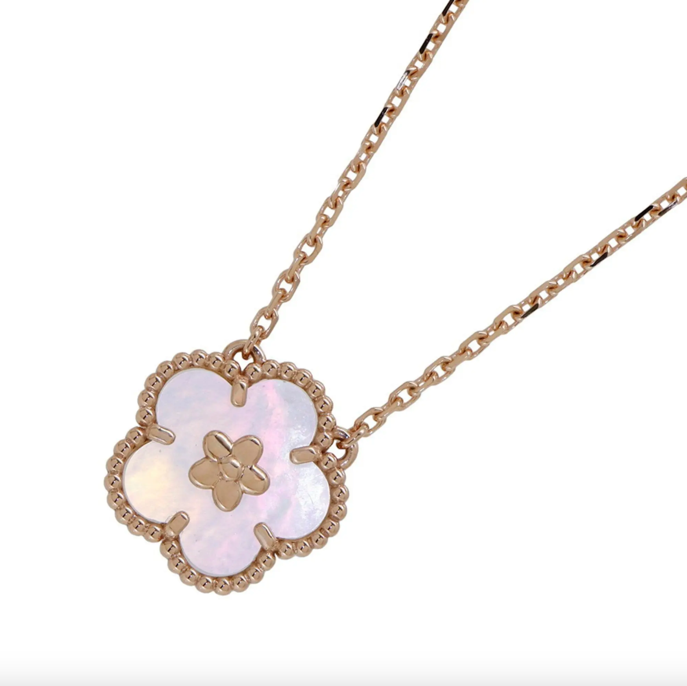 VCA Inspiration Rose Lucky Spring Necklace, Plumb Blossom, 1 motif