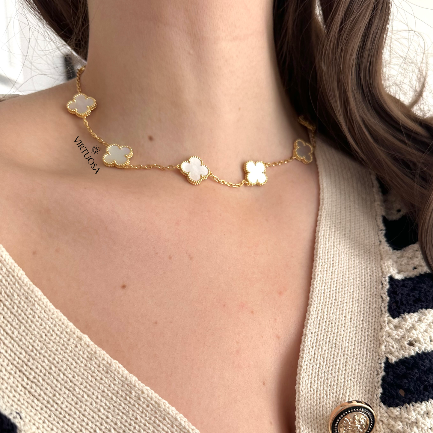 Four Leaf Clover Full Necklace, 10 Clovers