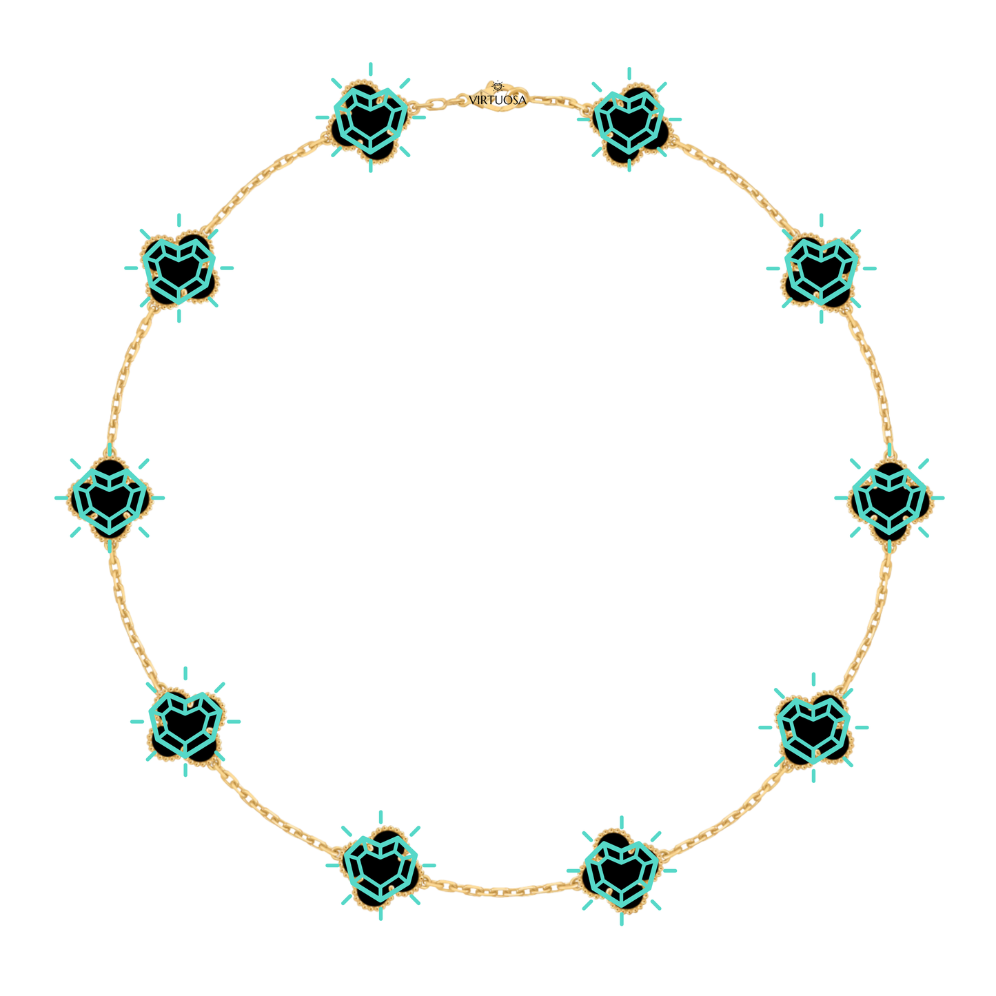 Four Leaf Clover Full Necklace, 10 Clovers