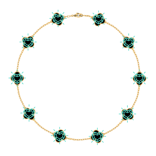 Four Leaf Clover Full Necklace, 10 Clovers