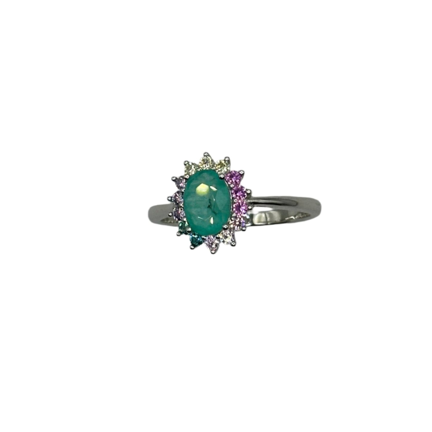 Zoe Rainbow Colombian Emerald Ring