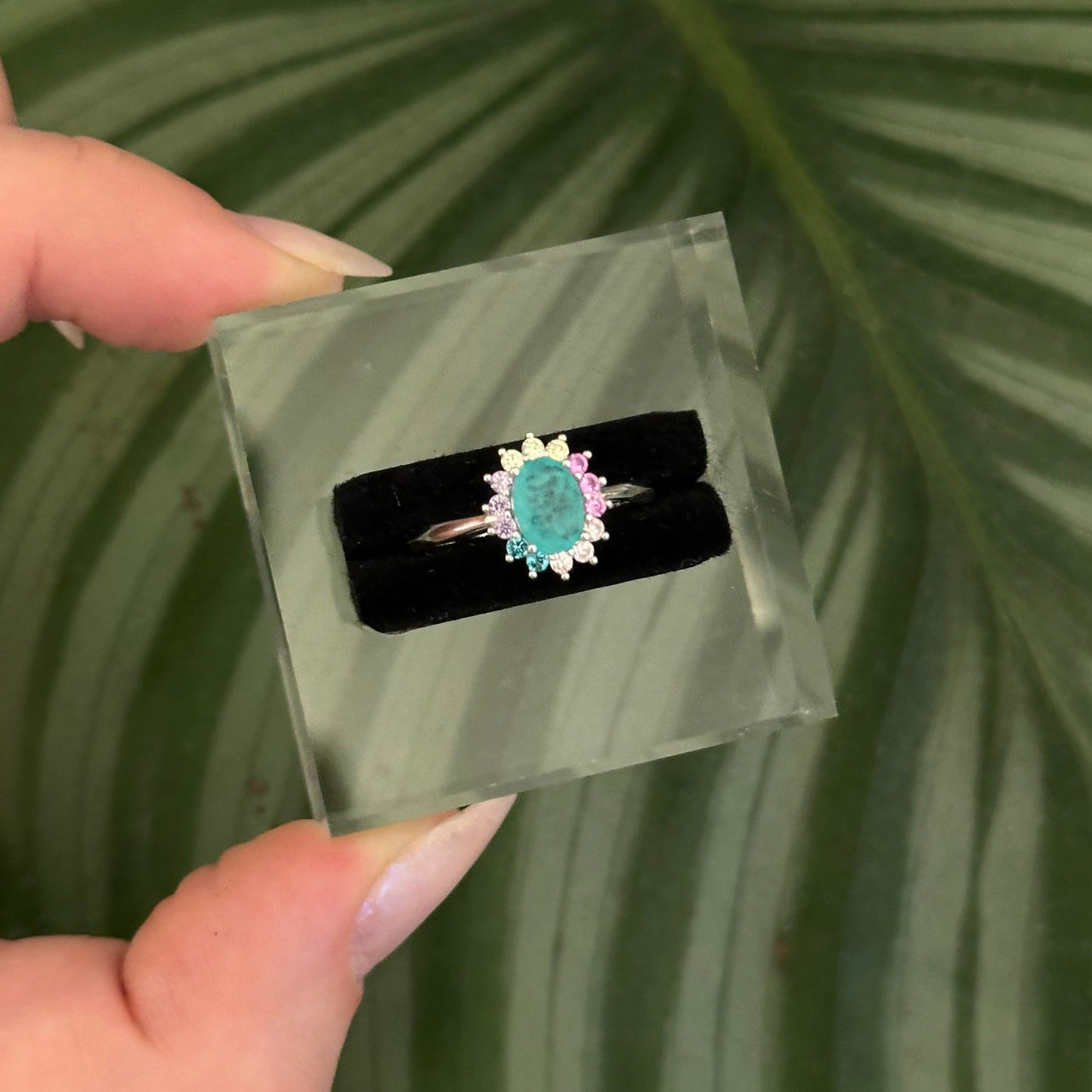 Zoe Rainbow Colombian Emerald Ring