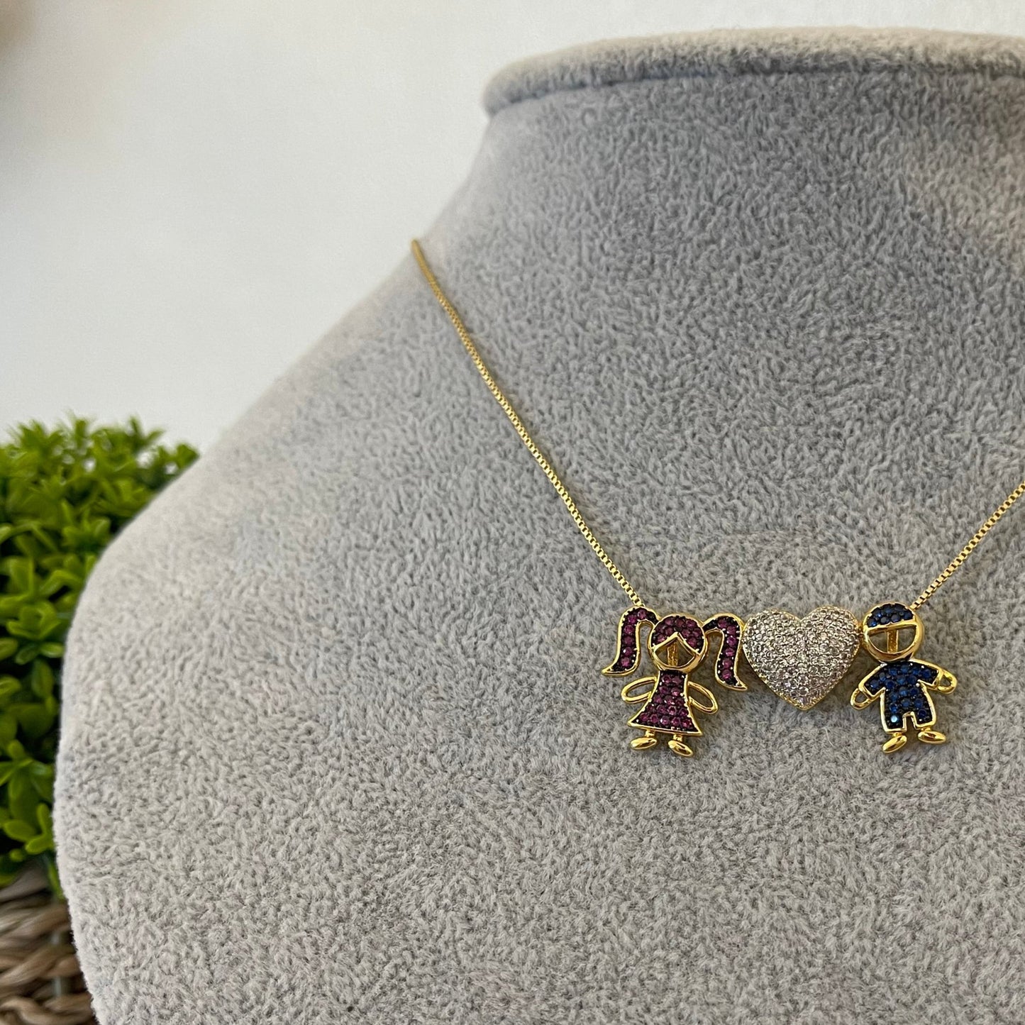 Son and Daughter Pavé Necklace