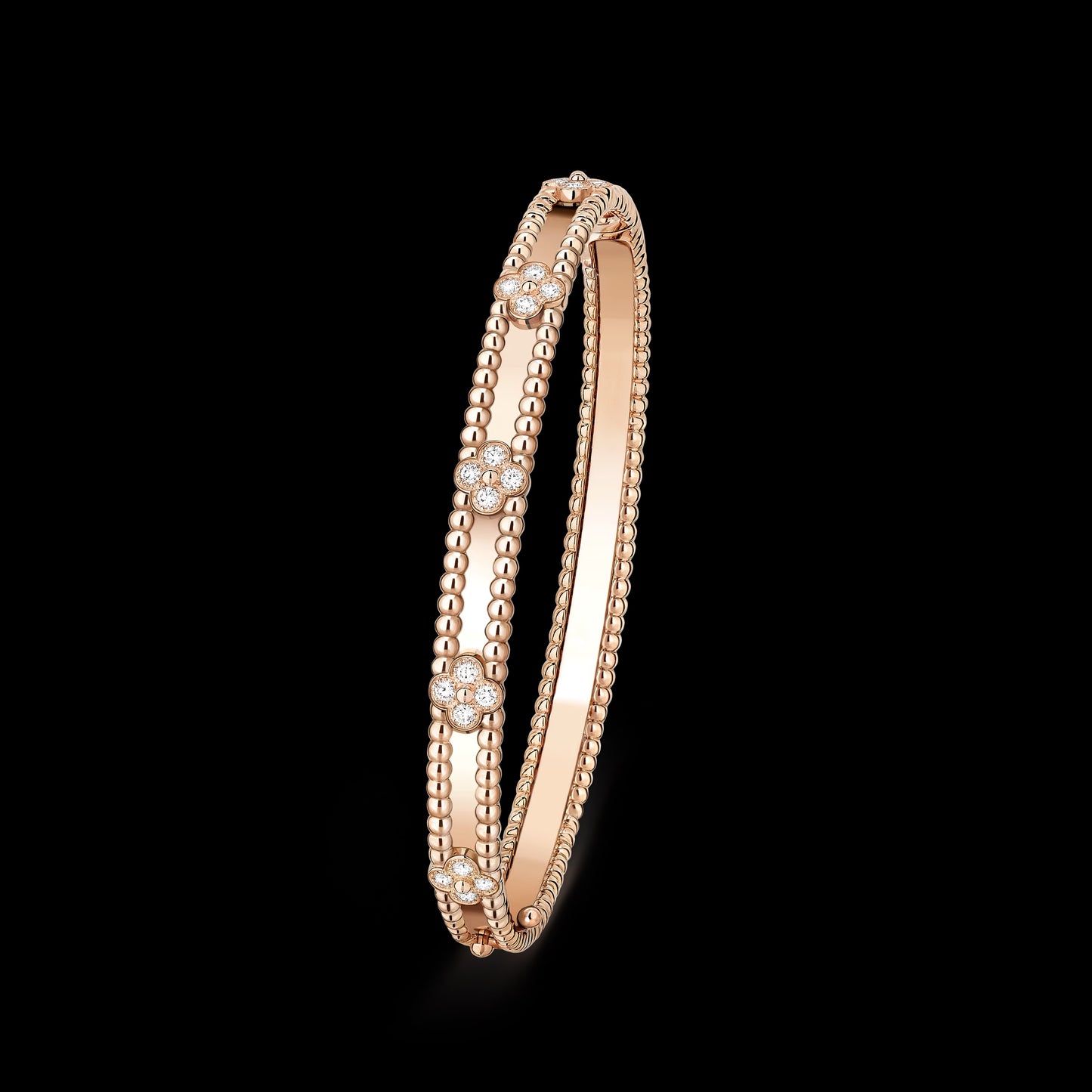 VCA Inspiration Perlée sweet Single Clovers Rigid Bangle Bracelet