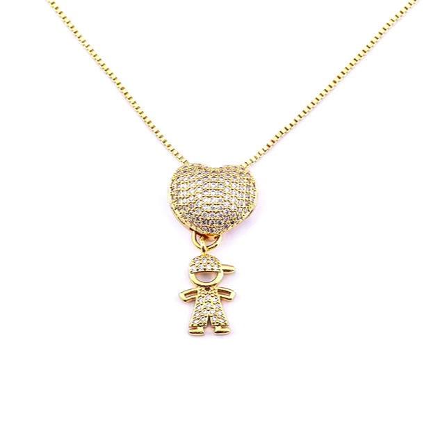 Collar Pavé Kids, Boy and Girl en Baño de Oro Amarillo de 18k