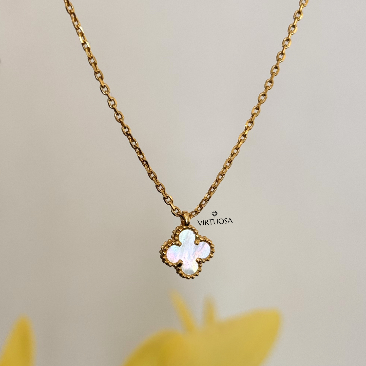 Four Leaf Clover Gold Necklace, Small