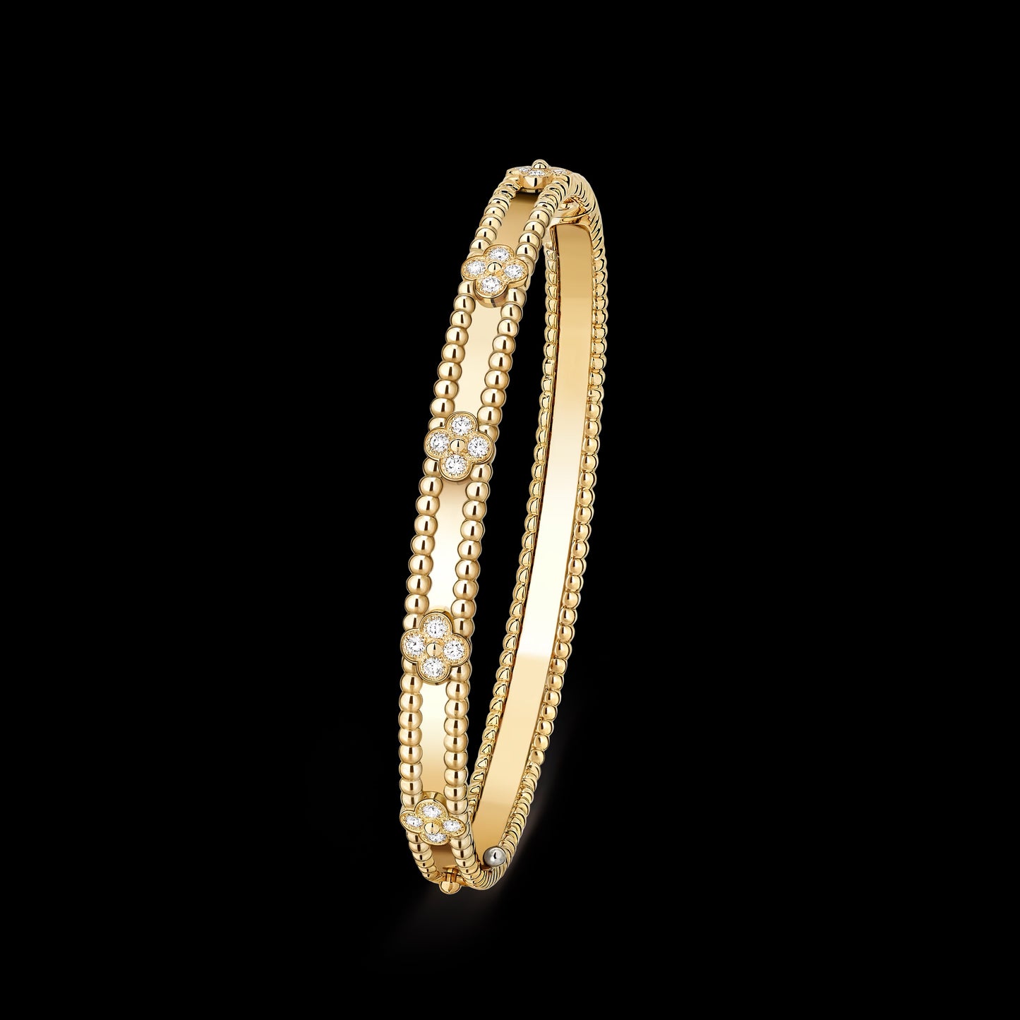 VCA Inspiration Perlée sweet Single Clovers Rigid Bangle Bracelet