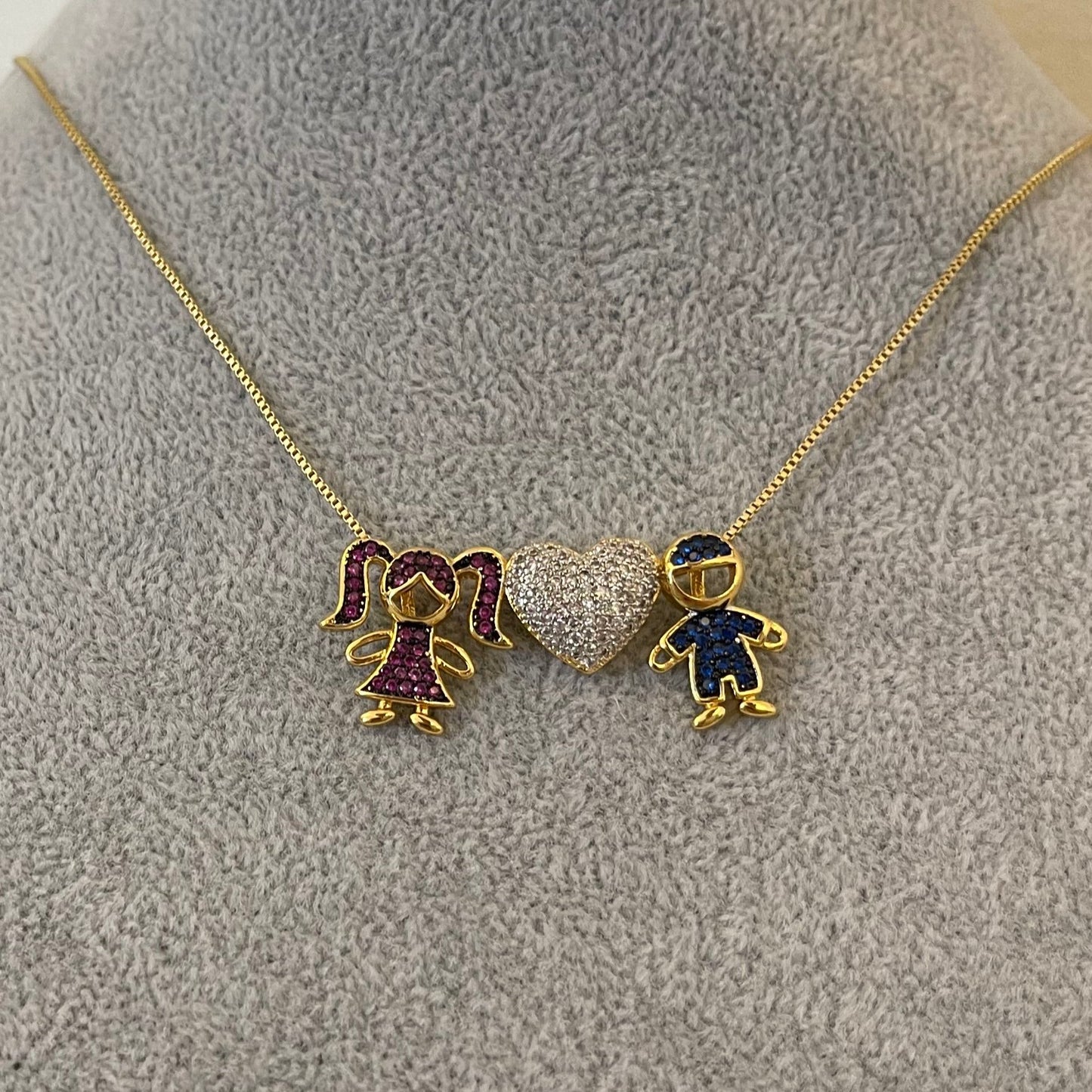 Son and Daughter Pavé Necklace