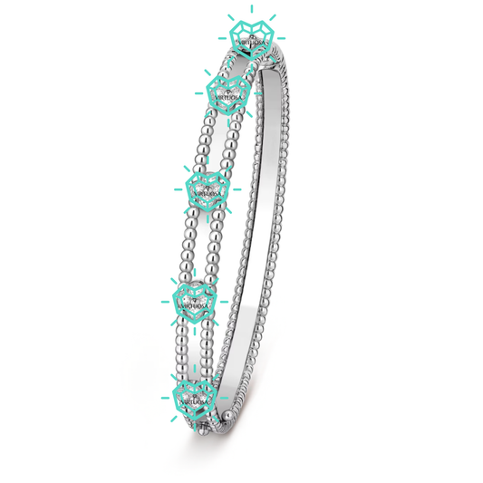 Four Leaf Clover Rigid Bangle Bracelet
