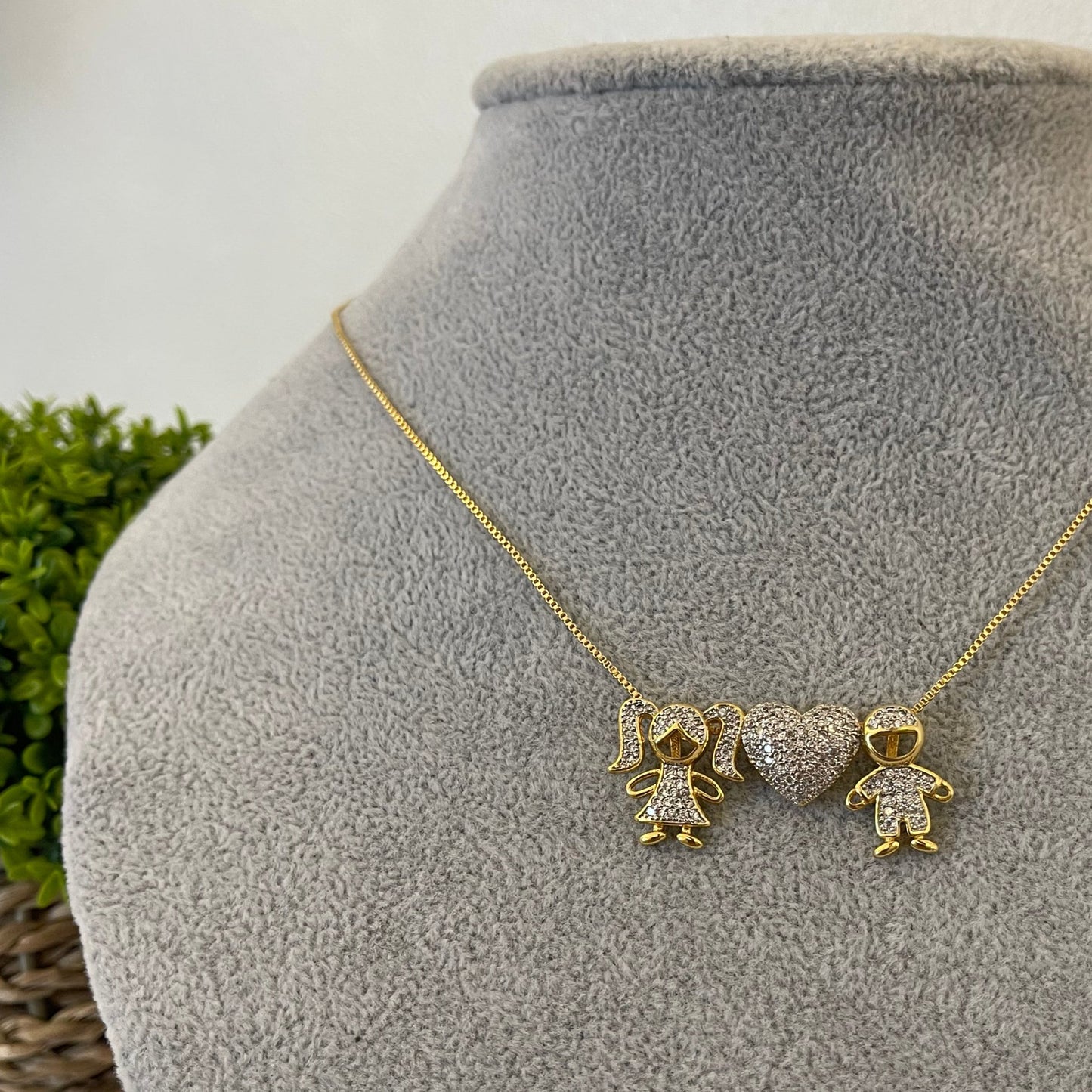 Son and Daughter Pavé Necklace