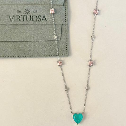 Júlia Colombian Emerald Heart Necklace