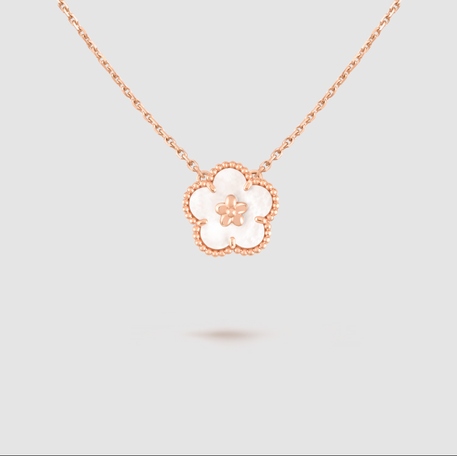 VCA Inspiration Rose Lucky Spring Necklace, Plumb Blossom, 1 motif