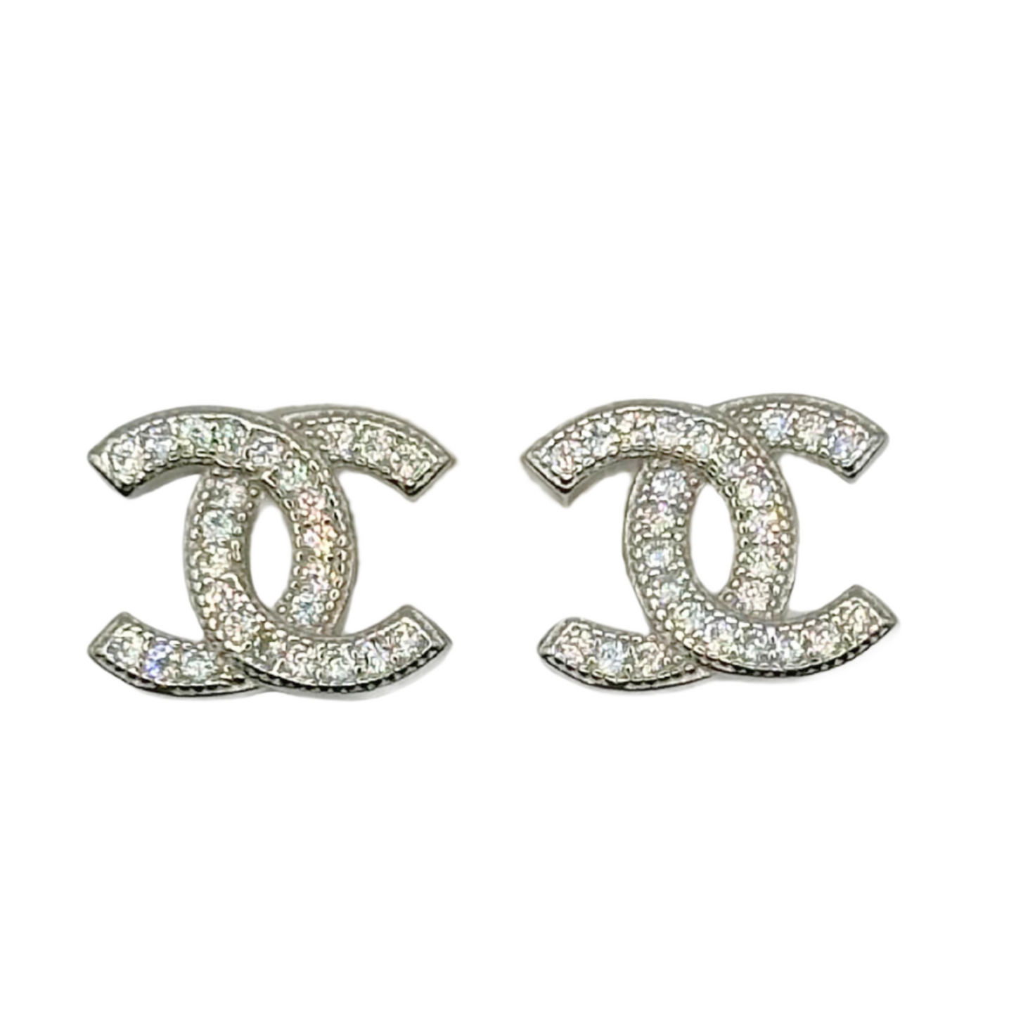 Inspiration Chanel Stud Earrings, Sterling Silver 925