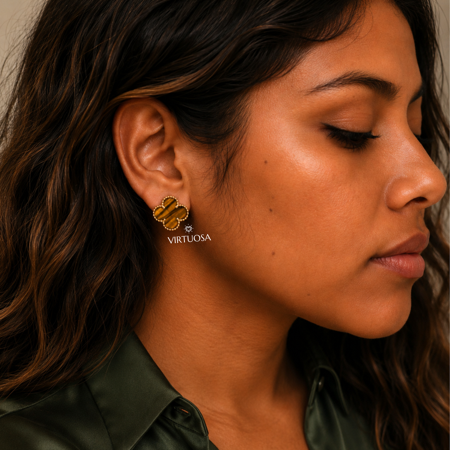 Four Leaf Clover Stud Earrings, Large
