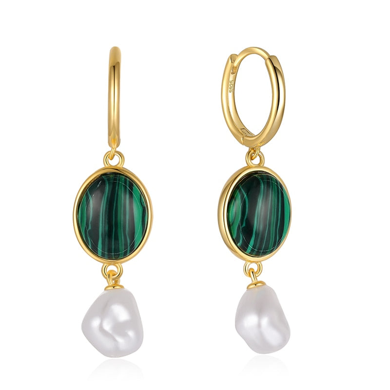 Stephanie Malachite Baroque Earrings