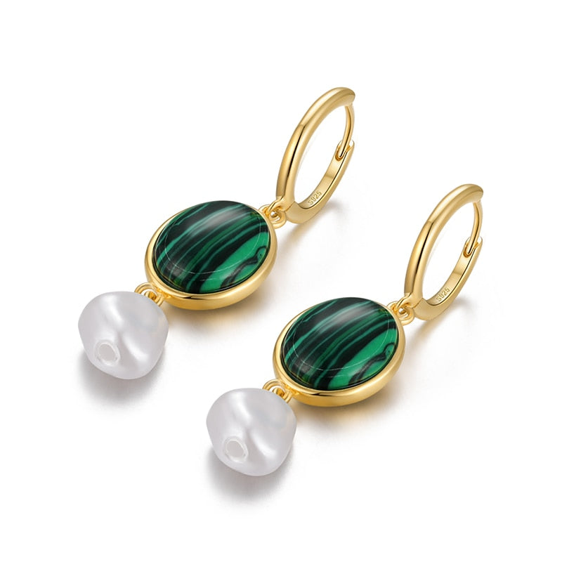 Stephanie Malachite Baroque Earrings